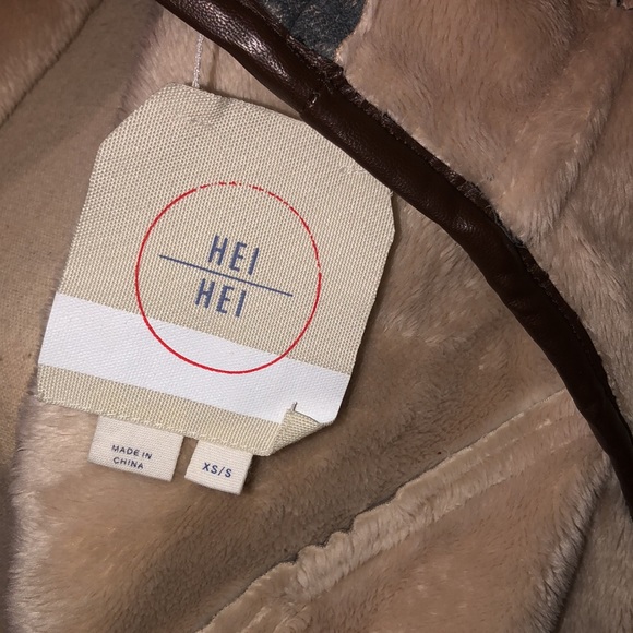 ANTHROPOLOGIE HEI HEI Gray Leather Hooded Reversible Pocket Poncho Top XS/S - Picture 15 of 16